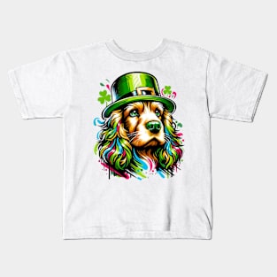 Cocker Spaniel Celebrates Saint Patrick's Day Festively Kids T-Shirt